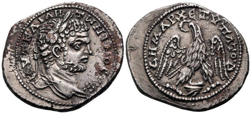 PHOENICIA. Berytus. Caracalla, 198-217. Tetradrachm (Silver, plated, 30 mm, 12.7...