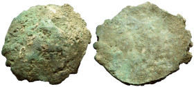 Anonymous, 4th century BC. Disk-shaped Aes formatum (Bronze, 108 mm, 987.00 g). Disk-shaped with mounded obverse. Rev. Flat. Haeberlin p. 4, pl. 2, 7....