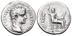 Tiberius, 14-37. Denarius (Silver, 19 mm, 3.59 g, 5 h), Lugdunum, circa 15-18. TI CAESAR DIVI AVG F AVGVSTVS Laureate head of Tiberius to right. Rev. ...