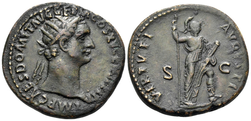 Domitian, 81-96. Dupondius (Orichalcum, 28 mm, 13.37 g, 5 h), Rome, 90-91. IMP C...