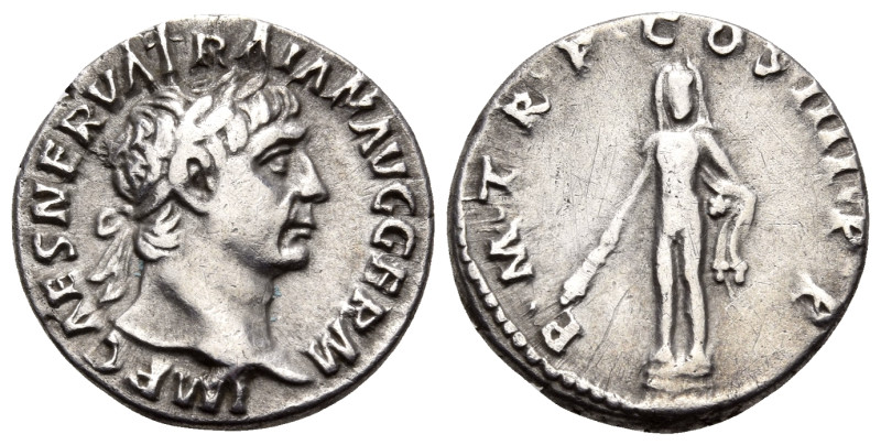 Trajan, 98-117. Denarius (Silver, 17.5 mm, 2.84 g, 6 h), Rome, 101-102. IMP CAES...