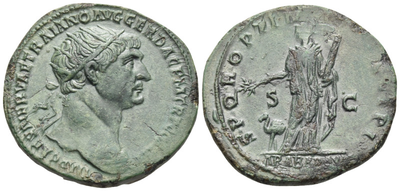 Trajan, 98-117. Dupondius (Bronze, 28 mm, 12.66 g, 6 h), Rome, 112-113. IMP CAES...