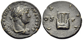 Hadrian, 117-138. Semis (Bronze, 19 mm, 3.95 g, 5 h), Rome, for use in Syria, 124-125. HADRIANVS AVGVSTVS Laureate, draped and cuirassed bust of Hadri...
