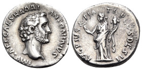 Antoninus Pius, 138-161. Denarius (Silver, 17 mm, 2.78 g, 6 h), Rome, 138. IMP T AEL CAES HADRI ANTONINVS Bare head of Antoninus Pius to right. Rev. A...