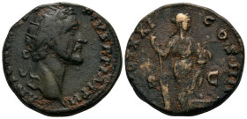 Antoninus Pius, 138-161. Dupondius (Bronze, 24.5 mm, 13.62 g, 6 h), Rome, 158-159. ANTONINVS AVG PIVS P P IMP II Radiate head of Antoninus Pius to rig...