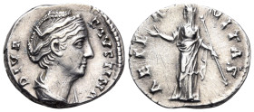 Diva Faustina Senior, died 140/1. Denarius (Silver, 18 mm, 3.09 g, 7 h), struck under her husband, Antoninus Pius, Rome, circa 146-161. DIVA FAVSTINA ...