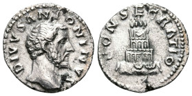 Divus Antoninus Pius, died 161. Denarius (Silver, 18 mm, 2.64 g, 6 h), consecration issue struck under Marcus Aurelius and Lucius Verus, Rome, 161. DI...