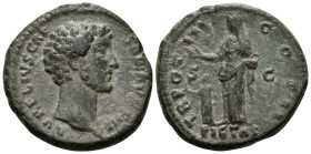 Marcus Aurelius, as Caesar, 139-161. As (Copper, 26 mm, 12.15 g, 5 h), struck under Antoninus Pius, Rome, 149-150. AVRELIVS CAESAR AVG PII F Bare head...