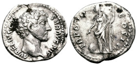 Marcus Aurelius, as Caesar, 139-161. Denarius (Silver, 18.5 mm, 3.00 g, 7 h), Rome, 147-148. AVRELIVS CAESAR AVG PII F Bare head of Marcus Aurelius to...