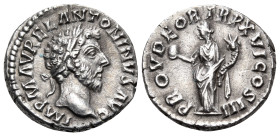 Marcus Aurelius, 161-180. Denarius (Silver, 17 mm, 3.02 g, 6 h), Rome, 162. IMP M AVREL ANTONINVS AVG Laureate head of Marcus Aurelius to right. Rev. ...