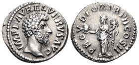 Lucius Verus, 161-169. Denarius (Silver, 18.5 mm, 2.58 g, 6 h), Rome, 161-162. IMP L AVREL VERVS AVG Bare head of Lucius Verus to right. Rev. PROV DEO...