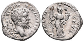 Septimius Severus, 193-211. Denarius (Silver, 18 mm, 3.41 g, 1 h), Emesa, 194-195. IMP CAE L SEP SEV PERT AVG COS II Laureate head of Septimius Severu...