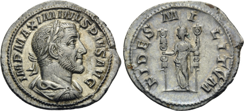 Maximinus I, 235-238. Denarius (Silver, 21 mm, 2.66 g, 6 h), Rome, 235-236. IMP ...