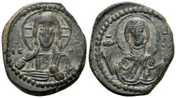 Anonymous, time of Romanus IV, circa 1068-1071. Follis (Bronze, 26 mm, 8.39 g, 6 h), Constantinople. IC - XC Nimbate bust of Christ Pantokrator facing...