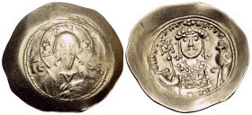 Michael VII Ducas, 1071-1078. Histamenon (Gold, 27 mm, 4.27 g, 6 h), Constantinople. IC-XC Bust of Christ Pantokrator facing, with cross nimbus, holdi...