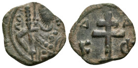 Alexius I Comnenus, 1081-1118. Tetarteron (Bronze, 14.5 mm, 0.91 g, 5 h), uncertain mint in Greece. AΛ[...] Crowned bust of Alexius I facing, wearing ...