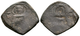 Alexius I Comnenus, 1081-1118. Tetarteron (Bronze, 20 mm, 2.41 g, 12 h), Brockage, Constantinople. (MHP) - ΘV The Virgin, nimbate, standing facing, ho...