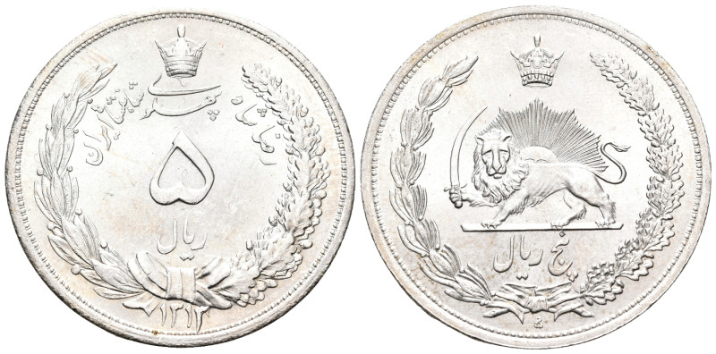 IRAN, Pahlavis. Reza Shah, AH 1344-1360 / AD 1925-1941. 5 Rials (Silver, 37 mm, ...