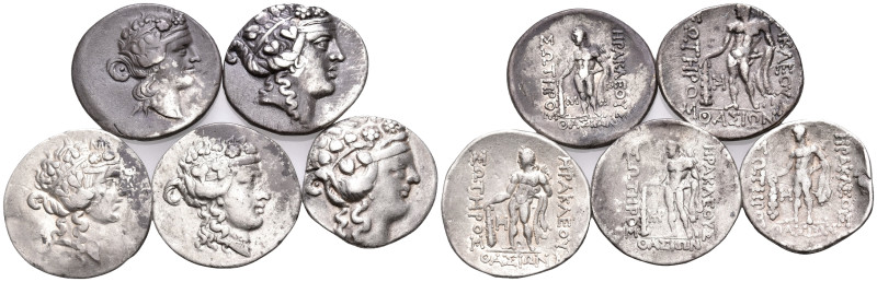 GREEK. Circa 2nd-1st Century BC. (Silver, 83.52 g). A lot of Fife (5) silver Tet...