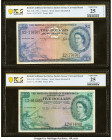 British Caribbean Territories Currency Board 2; 5 Dollars 3.1.1955; 2.1.1958 Pick 8b; 9b Two Examples PCGS Banknote Very Fine 25 Details; Very Fine 25...