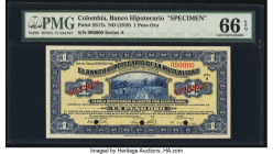 Colombia Banco Hipotecario 1 Peso Oro ND (1919) Pick S517s Specimen PMG Gem Uncirculated 66 EPQ. Three POCs are present on this example. 

HID09801242...