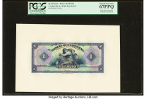 El Salvador Banco Occidental 1 Colon ND (1929) Pick S192p Front and Back Proofs PCGS Superb Gem New 67PPQ (2). Both examples are hole punch cancelled ...