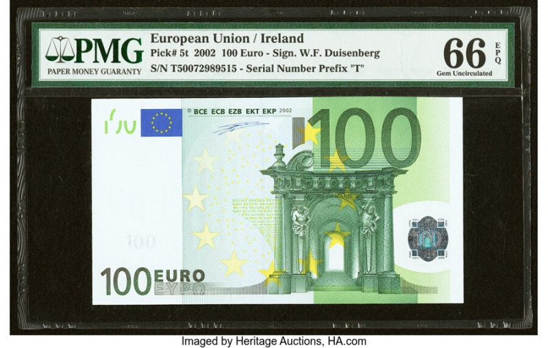 European Union Central Bank, Ireland 100 Euro 2002 Pick 5t PMG Gem Uncirculated ...