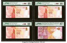 Hong Kong Group Lot of 4 Examples PMG Superb Gem Unc 69 EPQ (2); Superb Gem Unc 68 EPQ; Superb Gem Unc 67 EPQ. Pick 217a is a Commemorative example. 
...