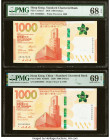 Fancy Serial Numbers Hong Kong Standard Chartered Bank 1000 Dollars 1.1.2018; 1.1.2020 Pick UNL; 306b Two Examples PMG Superb Gem Unc 68 EPQ; Superb G...