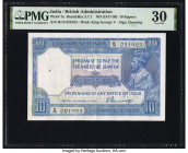 India Government of India 10 Rupees ND (1917-30) Pick 7a Jhun3.7.1 PMG Very Fine 30. Spindle holes at issue and stains are noted on this example. 

HI...