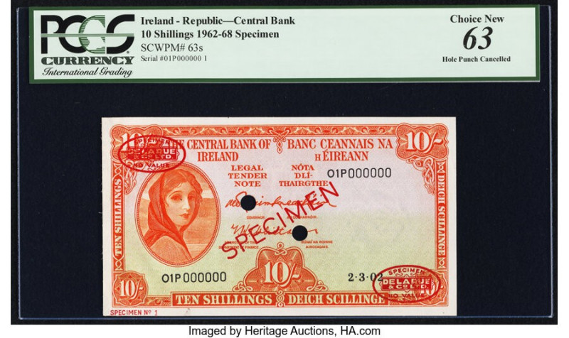 Ireland - Republic Central Bank of Ireland 10 Shillings 1962-68 Pick 63s Specime...