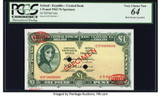 Ireland - Republic Central Bank of Ireland 1 Pound 1962-76 Pick 64s Specimen PCGS Very Choice New 64. Two POCs and mount remnants are present on this ...
