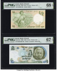 Israel Bank of Israel 1/2 Lira; 5 Lirot 1958; 1968 Pick 29a; 34a Two Examples PMG Superb Gem Unc 68 EPQ; Superb Gem Unc 67 EPQ. 

HID09801242017

© 20...