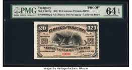 Paraguay Banco del Paraguay 20 Centavos 1.1.1882 Pick S123p Proof PMG Choice Uncirculated 64 EPQ. 

HID09801242017

© 2022 Heritage Auctions | All Rig...