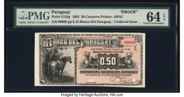 Paraguay Banco del Paraguay 50 Centavos 1.1.1882 Pick S124p Proof PMG Choice Uncirculated 64 EPQ. Three POCs are present on this example. 

HID0980124...
