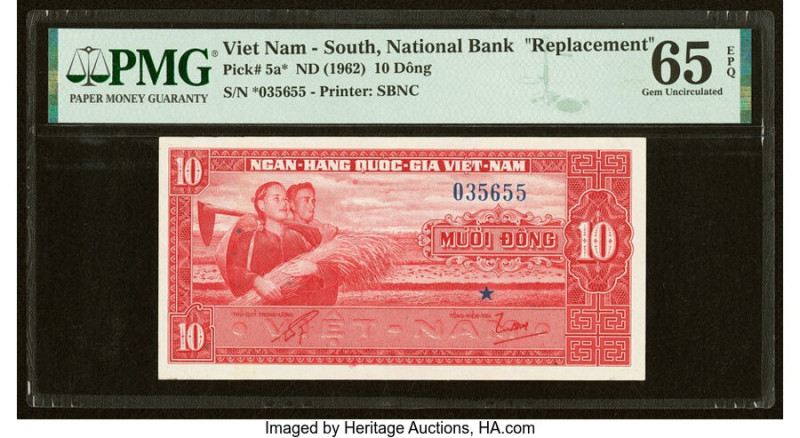 South Vietnam National Bank of Viet Nam 10 Dong ND (1962) Pick 5a* Replacement P...