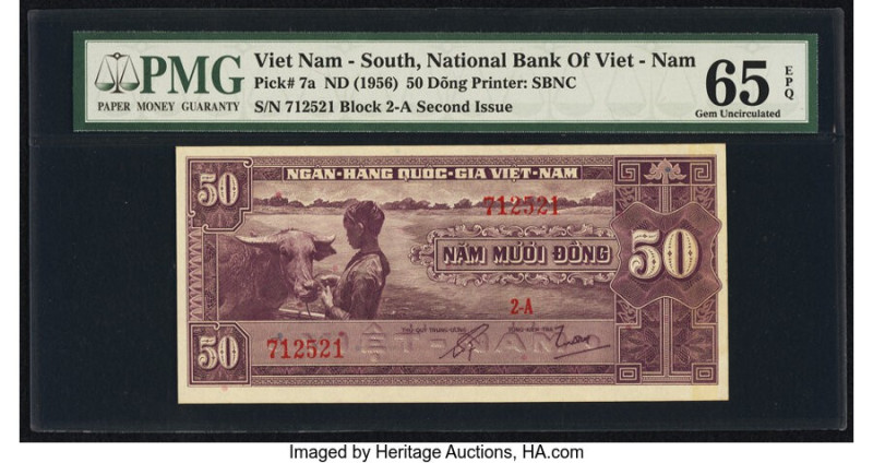 South Vietnam National Bank of Viet Nam 50 Dong ND (1956) Pick 7a PMG Gem Uncirc...