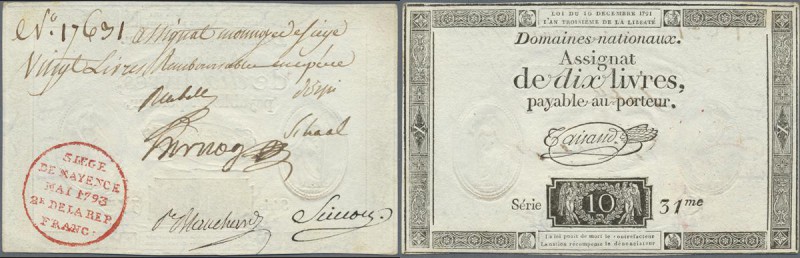 Deutschland - Altdeutsche Staaten: Mainz, Belagerungsgeld 20 Livres 1793 auf 10 ...