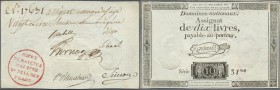 Deutschland - Altdeutsche Staaten: Mainz, Belagerungsgeld 20 Livres 1793 auf 10 Livres 1791, PiRi A588, leichter Mittelknick und winzige Flecken. Erha...
