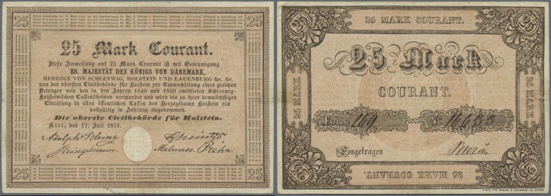 Deutschland - Altdeutsche Staaten: Sehr seltene Banknote zu 25 Mark Courant 1851...