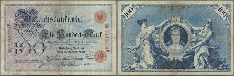Deutschland - Deutsches Reich bis 1945: Set mit 4 Noten 100 Mark 1898 Ro.17 in F...