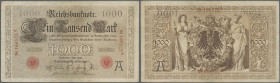 Deutschland - Deutsches Reich bis 1945: 1000 mark 1898, Ro.18, hübsche Gebrauchserhaltung mit kleineren Flecken und einigen Knicken: F+