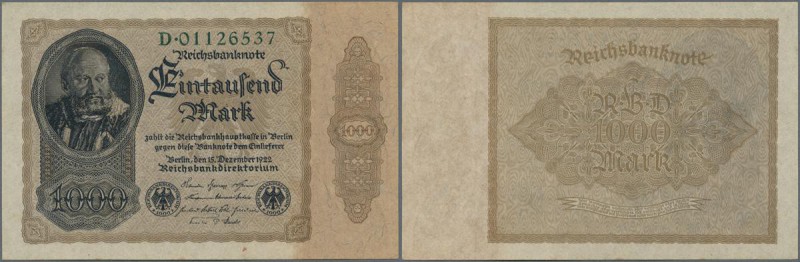 Deutschland - Deutsches Reich bis 1945: 1000 Reichsmark 1922 ”Reichsdruck” Ro 81...
