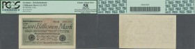 Deutschland - Deutsches Reich bis 1945: 2 Billionen Mark 1923, Ro.132a, Klebereste auf der Rückseite und kleiner Einriss am unteren Rand, PCGS geprüft...