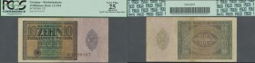 Deutschland - Deutsches Reich bis 1945: 10 Billionen Mark 1924, Ro.134, stärker gebraucht mit geklebtem Einriss, PCGS geprüft 25 Very Fine ÷ 10 Billio...