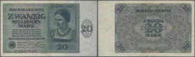 Deutschland - Deutsches Reich bis 1945: 20 Billionen Mark 1924, Ro.135, gebraucht mit mehreren Knicken und kleineren Flecken: F+