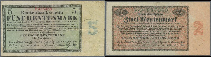 Deutschland - Deutsches Reich bis 1945: Deutsche Rentenbank, set mit 4 Banknoten...