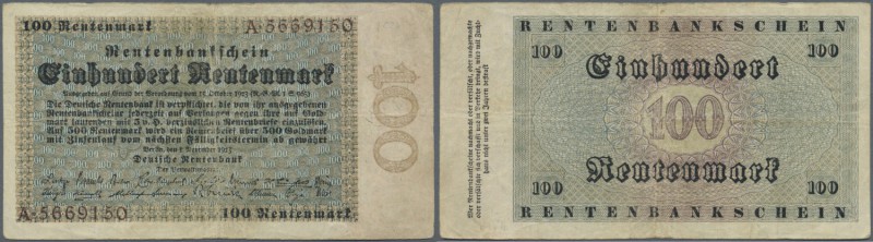 Deutschland - Deutsches Reich bis 1945: 100 Rentenmark 1923, Ro.159 in stärker g...