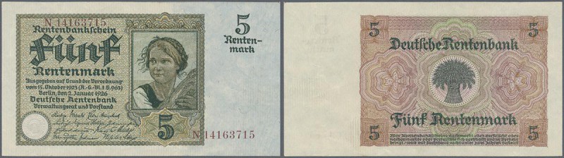 Deutschland - Deutsches Reich bis 1945: 5 Rentenmark 1926 ”Bauernmädchen”, Ro.16...
