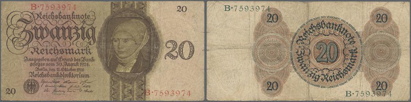 Deutschland - Deutsches Reich bis 1945: 20 Reichsmark 1924 (Holbein-Serie), Ro.1...